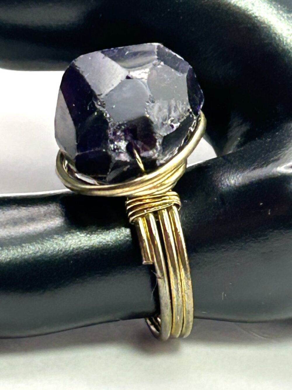 Large Raw Amethyst Statement Ring Boho Crystal Wire Wrap Design Size 8